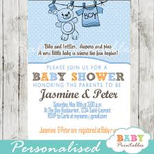 Each invitation is fully customizable and printed on luxe paper.if you have any questions or special requests for your cards, please email us. Blue Clothesline Baby Shower Invitation D151 Baby Printables
