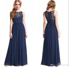 Navy Blue Chiffon Junior Girls Bridesmaid Dresses With Lace Neck A Line Ruffled Prom Navy Lace Bridesmaid Dress Navy Bridesmaid Dresses Lace Bridesmaid Dresses