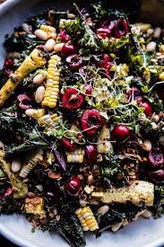 Sunflower Seed Kale And Cherry Salad With Savory Granola Half Baked Harvest Recipe Cherries Salad Savory Granola Food