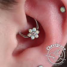 Fresh 14g Daith Piercing That We Did Using The Lovely 3 8 Titanium Cbr And Prong Set Flower End With 2mm Ge Daith Jewelry Daith Earrings Flower Earrings Studs