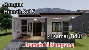 Desain rumah 6x10 split level 3d home family building homedesign, available in skp, ready for 3d animation and other 3d projects Desain Rumah 8x15m Di Kampung Dengan 4 Kamar Tidur Minimalis Youtube