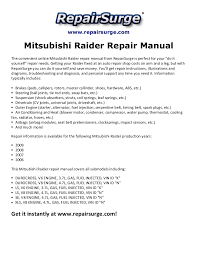 Engine type and required fuel. Mitsubishi Raider Repair Manual 2006 2009