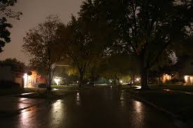 Suburb At Night Google Search Rainy Street Suburbs Small Towns
