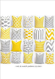 Gray Yellow Pillow Covers All Sizes Pillow Cushion Covers Printed Fabric Front And Back Home Decor Yellow Pillows Yellow Pillow Covers Grey Decorative Pillow