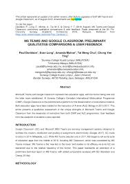 Direct intake to um international engineering degree programmes in february 2018. Pdf Ms Teams And Google Classroom Preliminary Qualitative Comparisons User Feedback