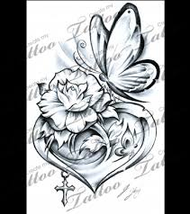 The shading and choice of grays in this tattoo is very unique as well. Rose Tattoo Clipart Butterfly Flower And Heart Tattoo Designs 400x400 Png Clipart Download