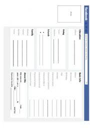 Added facebook profile cover photo size for you diyers. Facebook Profile Template Esl Worksheet By Steve91
