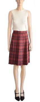 Vintage 1970s Skirt 70s Evan Picone Plaid Brick Red Wool Skirt Size 6