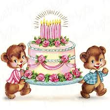 Birthday Greeting Birthday Cake And Flowers Images Vintage Bears Holding Cake Image Digital Clip Art For Instant Download Flowers Candles Birthday Cake Valentines Roses Wedding Picture Vintage Birthday Cards Vintage Birthday Birthday Party Clipart