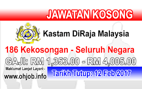 Terkini ~ jabatan kastam diraja malaysia. Jawatan Kosong Kastam Diraja Malaysia 12 Februari 2017 Jawatan Kosong Kerajaan Swasta Terkini Malaysia 2021 2022