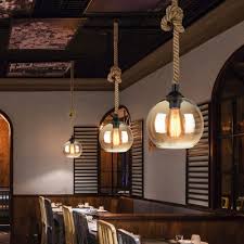 Modern Globe Hanging Lights Glass 1 Light Pendant Lighting Fixtures With Rope For Bar Takeluckhome Com