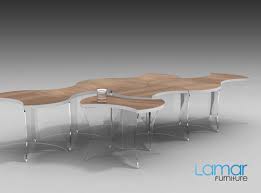 It has a smooth, laminate top and black metal, open frame legs. Flow Modular Coffee Table