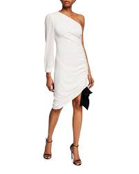 Misha Faye One Shoulder Asymmetric Dress W Side Ruching Asymmetrical Dress Dresses Designer Cocktail Dress