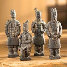 Terra Cotta Chinese Warriors 4set Natgeostore The Vast Burial Chamber Of 3rd Century Chinese Emperor Qin Shihuangdi Discovered 1974 Terrakotta Kunst Elfen Glazed multicolor terracotta mythical sculpture.