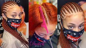 A Pop Of Color Straight Back Feed In Braids Youtube In 2021 Feed In Braid Straight Back Braids Feed In Braids Hairstyles