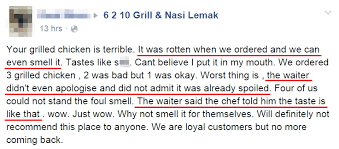 ●● lemak, garam dan gula terletak di aras paling atas piramid makanan malaysia harus dikurangkan. You Don T Know How To Eat Pj Eatery Tells Customers Complaining Of Rotten Chicken