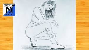 The advantage of transparent image is that it can be used efficiently. How To Draw Easy Girl Sitting Easy Drawing For Beginners Pencil Drawing Drawing For Girls Youtube