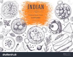 Indian Cuisine Top View Frame Indian Food Menu Design Vintage Hand Drawn Sketch Vector Illustrat Food Illustrations Food Illustration Art Indian Illustration