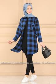 Halka Fermuarli Tesettur Tunik 0676mr257 Saks Moda Selvim Moda Musluman Modasi Basortusu Modasi