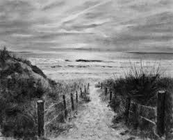 The Sounds Of Sea Breezes Waves Coming Ashore And Seagulls Squawking Overhead Slowly Fade Away I Look To The Charcoal Drawing Charcole Drawings Sea Drawing