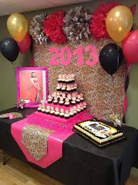 Black And Gold Graduation Decorations Hot Pink Gold Black And Leopard Print Graduation End Of School Party Ideas Graduation Party High Graduation Party Planning Grad Parties