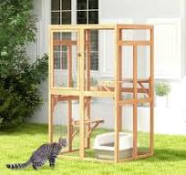 COZIWOW Outdoor Catio Cat Enclosure, Wooden Cat House Window Access