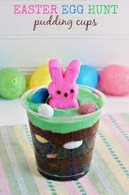 The plastic kind are inexpensive and just made for larger easter egg hunts. Easter Egg Hunt Pudding Cups Recipe For Kids Easter Egg Hunt Easter Snacks Egg Hunt