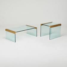 Oak brûlé plank round dining table. Prismatique Designs Ltd Series 400 Coffee And Side Waterfall Tables In The Style Of Pace Canada 1980s Artsy