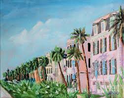 Two lines of text are optional and may be customized. Rainbow Row Charleston South Carolina Painting By Todd Bandy
