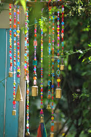 Wind Chime Beaded Mobile With Brass Bells Sun Catcher Bohemian Decor Hippie Style Decor Garden Bells Outdoor Hanging Decor Suncatcher Wind Chimes Hanging Decor Unique Wind Chime