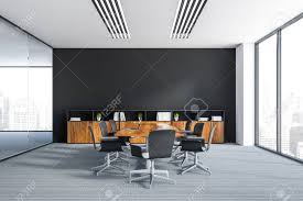 Ergonomic black leather executive designer. Interior Of Office Meeting Room With Black And White Walls Carpet Stock Photo Picture And Royalty Free Image Image 117070726