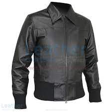Waist Length Jacket Mens Leather Bomber Jacket Leather Jacket Black Mens Jackets