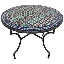 Great chain link fence with slats model for your environment. Moroccan Round Mosaic Tile Outdoor Table In Moorish Fez Design E Mosaik