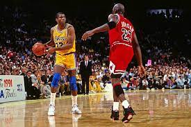 It was also the first nba finals broadcast by nbc after 17 years with cbs. Magic Johnson Of The Los Angeles Lakers Dribbles Against Michael Magic Johnson Los Angeles Lakers Chicago Bulls