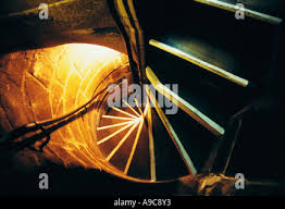 The medieval spiral stone stairs the Guildhall St Mary Coventry  Warwickshire england Stock Photo