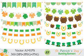 St Patrick S Day Bunting Banner Clipart Graphic By Vr Digital Design Creative Fabrica St Patricks Day Clipart Bunting Banner Clip Art