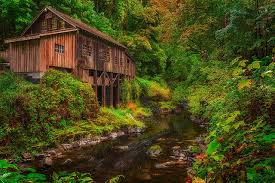 The cedar creek grist mill is a historical grist mill located in woodland, washington listed on the national register of historic places. Foto Natur Usa Washington Cedar Creek Grist Mill Woodland Herbst
