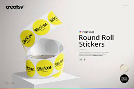 Download Round Roll Stickers Mockup Set Creative Photoshop Templates Creative Market