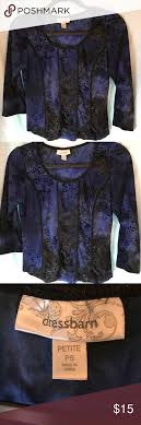 Dress Barn Ps Black And Blue Poly Blend Blouse Clothes Design Shopping Womens Dresses Blue Blouse