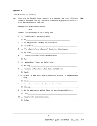 Isc Class 11 Specimen Paper 2020 English Language Paper 1 Sample Paper Aglasem Schools