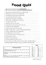 We all know that eating too much sugar is bad for your health. Food Quiz Esl Worksheet By Soniavaz