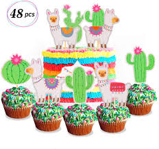 Buy Yaaaaasss 48 Pcs Llama Cupcake Toppers Cactus Cupcake Decor Mexican Fiesta Cinco De Mayo Themed Baby Shower Birthday Party Cake Decorations Online In Usa B07mr2z2sp