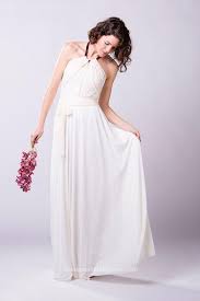 Elegant Boho Lace And Chiffon Halter Neck Long Bridesmaid Dress White Lace Wedding Dress Boho Wedding Dress Lace Simple Lace Wedding Dress