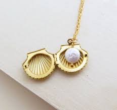 Sea Shell Locket Necklace Clam Shell Necklace Gold Shell Necklace Ocean Jewelry Pearl Necklace Gold Pearl Jewelry Necklace Ocean Jewelry Gold Seashell Necklace