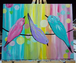 Beginners Acrylic Paint Along Tutorial Part 4 Rainy Day Birds Kids Canvas Painting Kids Canvas Art Bird Paintings On Canvas