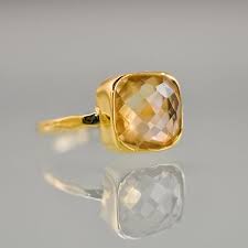 Yellow Citrine Ring Gold November Birthstone Ring Square Stone Ring Gemstone Ring Stacking Ring Cocktail Ring Birthday Gift Yellow Citrine Ring Citrine Ring November Birthstone Ring