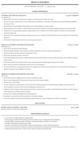 construction project manager resume
