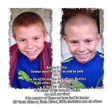 When Gunner Was Just 3 Years Old He Was His Mom S Right Hand Man And Helped Take Care Of His Grandma An Aml Survivor Inst Kids Fighting Bald Cap Going Bald