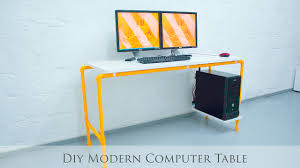 Build A Modern Desk With An Ikea Desktop Youtube Diy Computer Desk Modern Diy Computer Table
