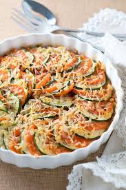Parmesan Zucchini And Tomato Gratin Thinly Sliced Zucchini And Tomatoes Layered And Baked With Onion Garlic And To Vegetable Recipes Recipes Veggie Dishes